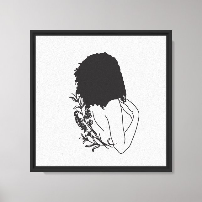 Silent Bloom – Minimalist Female Silhouette Art Canvas Print (Front)