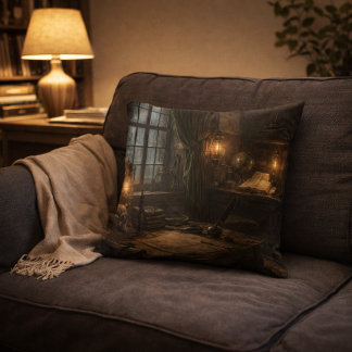 Silent Cabin — Pirate Ship Interior Throw Pillow