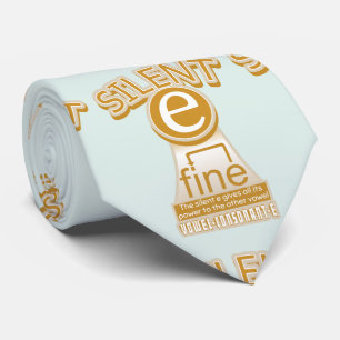 Silent E English Language Phonics Rule Neck Tie