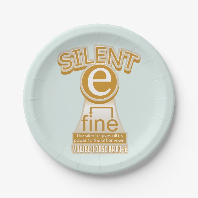 Silent E English Language Phonics Rule Paper Plates (Front)
