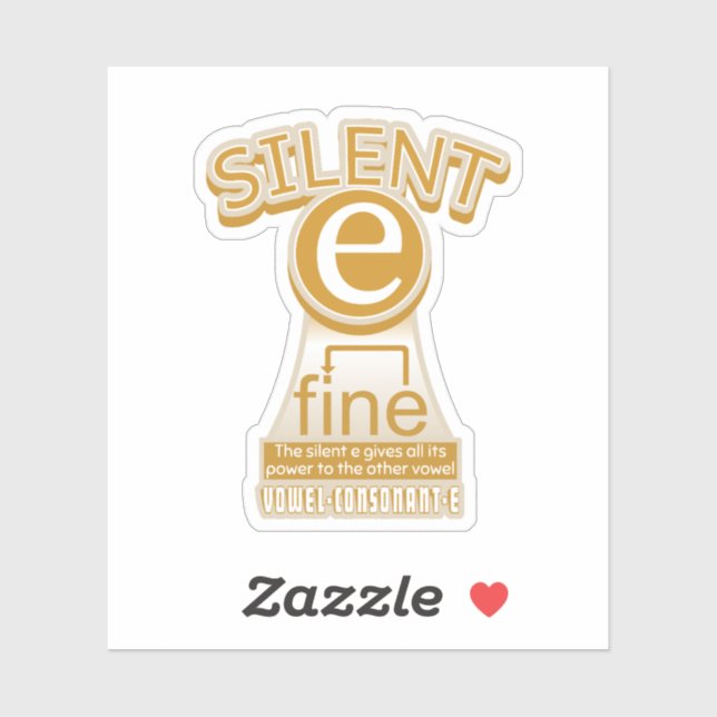 Silent E English Language Phonics Rule Sticker (Sheet)