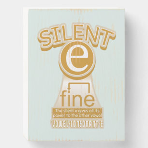 Silent E English Language Phonics Rule Wooden Box Sign