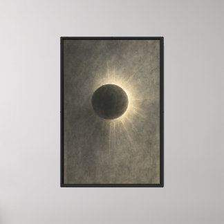 Silent Eclipse – Silver & Ash Abstract Canvas Print