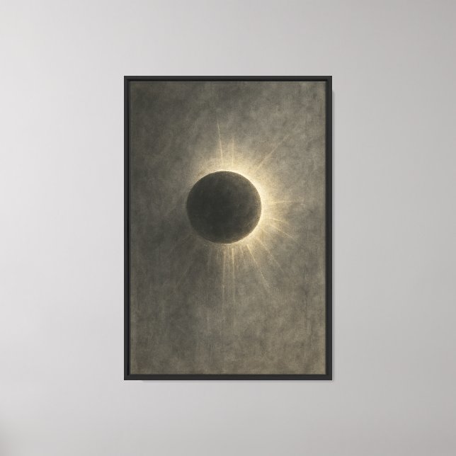 Silent Eclipse – Silver & Ash Abstract Canvas Print (Front)