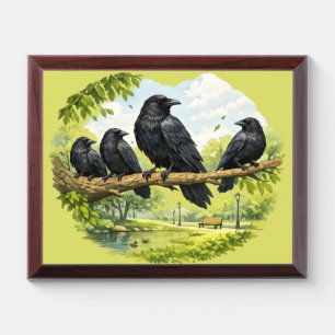 Silent Gathering – Crows on a Park Branch Award Plaque