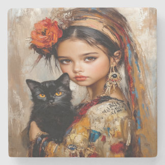 Silent Gazes Stone Coaster