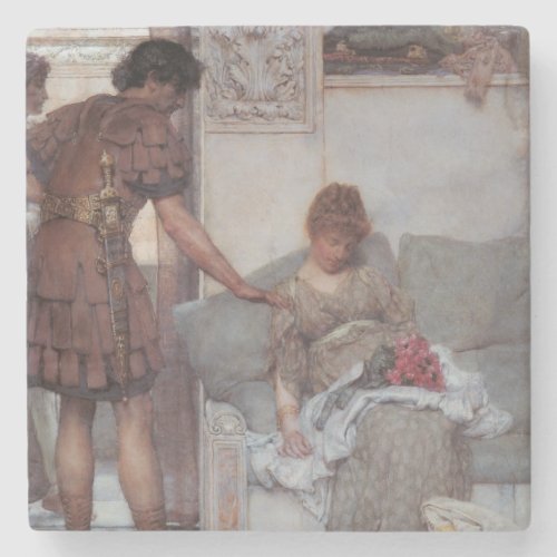 Silent Greeting by Lawrence Alma_Tadema Stone Coaster