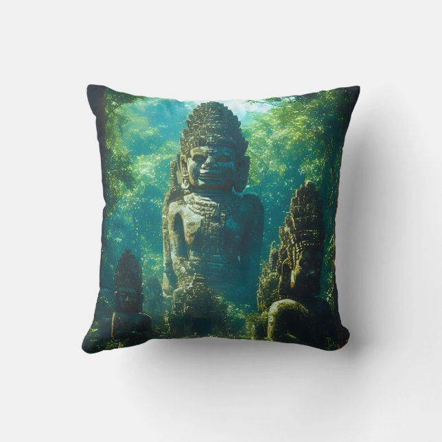 Silent Guardians of Siam Throw Pillow (Back)