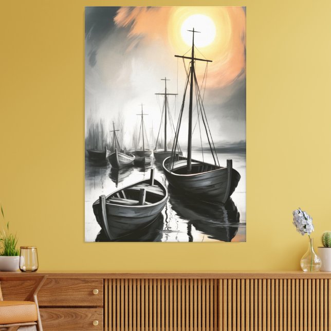 Silent Harbor Eclipse Canvas Print (Insitu(LivingRoom))