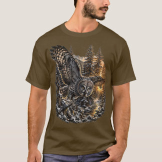 Silent Hunter – Vintage Great Gray Owl Wilderness T-Shirt