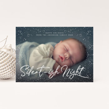 Silent-ish Night Snow Full Photo Holiday Card by NBpaperco at Zazzle