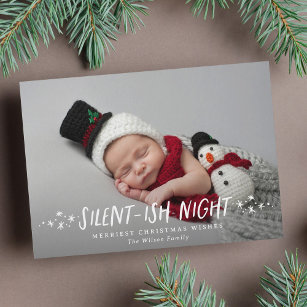 Silent-ish Night Stars Full Photo Baby Christmas Holiday Card