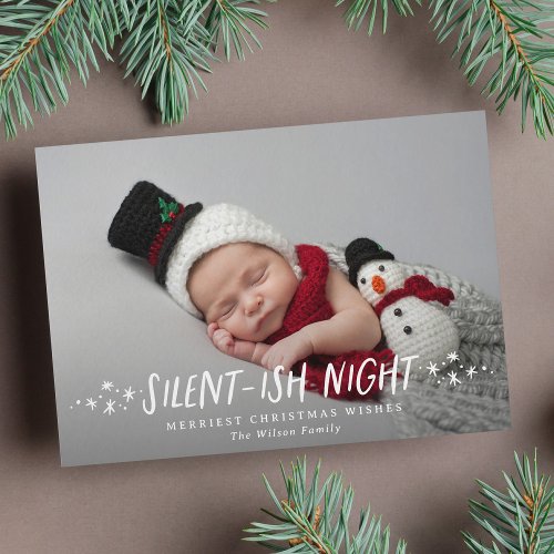 Silent_ish Night Stars Full Photo Baby Christmas Holiday Card