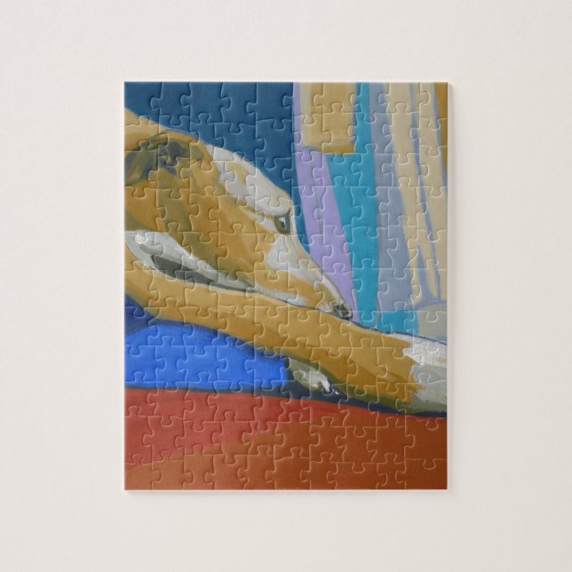 'Silent Longing' - Yellow lurcher Jigsaw Puzzle (Vertical)