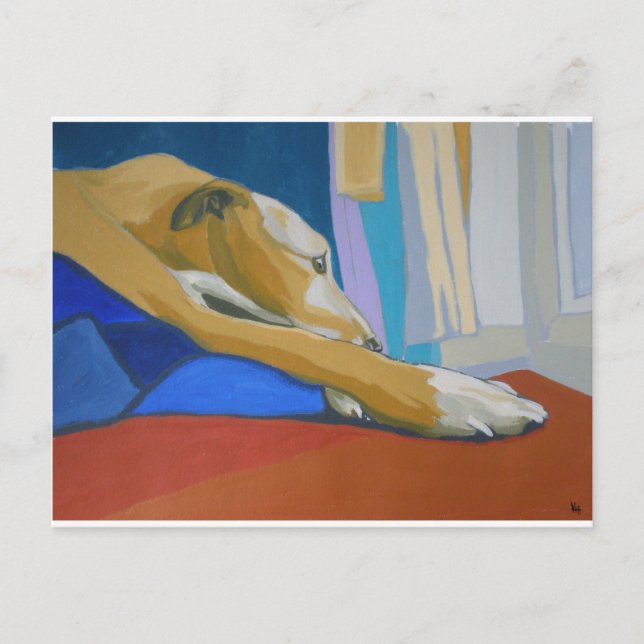 'Silent Longing' - Yellow lurcher Postcard (Front)