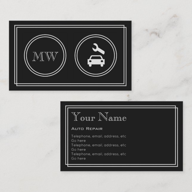 "Silent Movie" Auto Repair Business Cards (Front/Back)