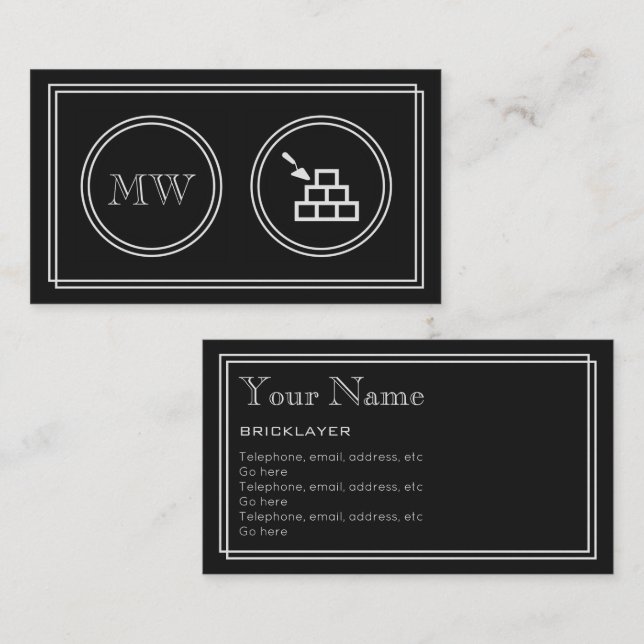 "Silent Movie" Bricklayer Business Cards (Front/Back)