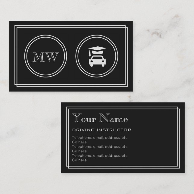 "Silent Movie" Driving Instructor Business Cards (Front/Back)