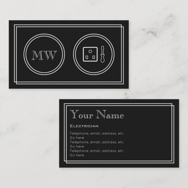 "Silent Movie" Electrician Business Cards (Front/Back)
