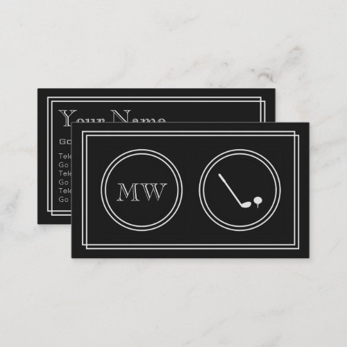 Silent Movie Golf Instructor Business Cards