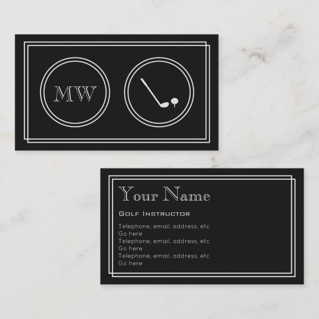 "Silent Movie" Golf Instructor Business Cards (Front/Back)