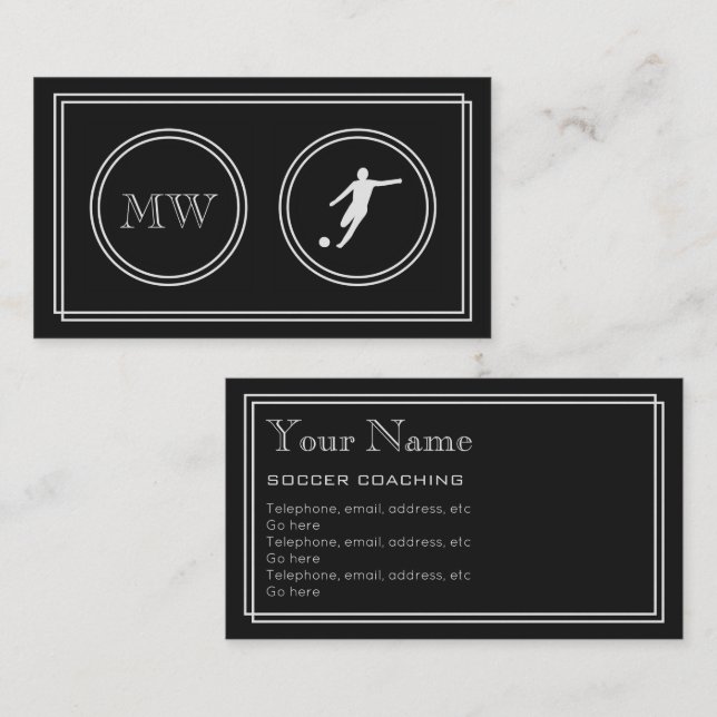 "Silent Movie" Soccer Coaching Business Cards (Front/Back)