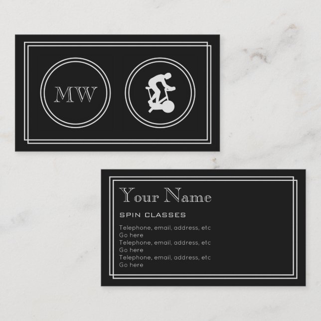 "Silent Movie" Spin Classes Business Cards (Front/Back)