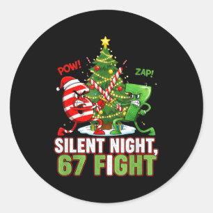 Silent Night 67 Fight Funny Christmas Classic Round Sticker