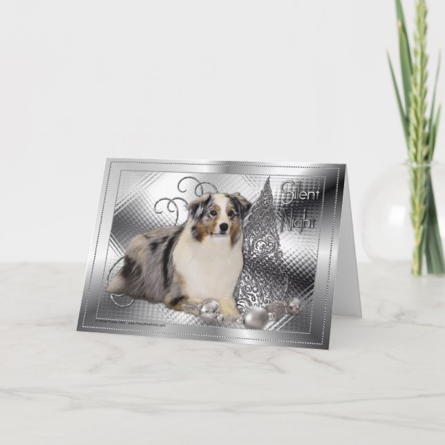 Silent Night - Australian Shepherd Holiday Card (Front)