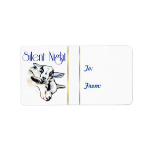 Silent Night Baby Goats Christmas Gift Tag Sticker