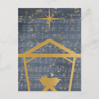 Silent Night Baby Jesus in the Manger Nativity Postcard