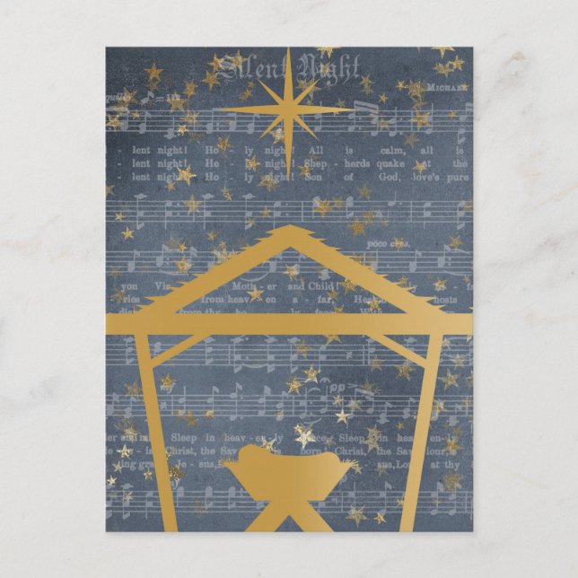 Silent Night Baby Jesus in the Manger Nativity Postcard (Front)