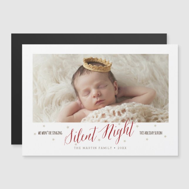 Silent Night Baby's First Christmas Magnetic Card (Front/Back)
