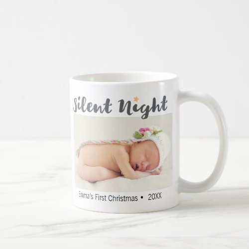 Silent Night Babys first Christmas Personalize Coffee Mug