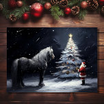 Silent Night - Beautiful Horse and Santa Christmas Holiday Card<br><div class="desc">Celebrate the season with our Silent Night - Beautiful Horse and Santa Christmas Holiday Card. Featuring a majestic horse, Santa Claus, and a snow-covered Christmas tree, it exudes the serene, peaceful vibe of the holiday. Share the magic of the holiday season with this enchanting card. Inside Greeting - "Wishing you...</div>