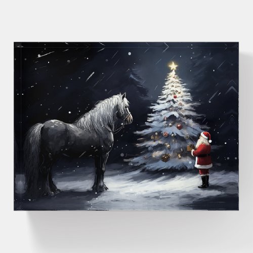 Silent Night _ Beautiful Horse and Santa Christmas Paperweight