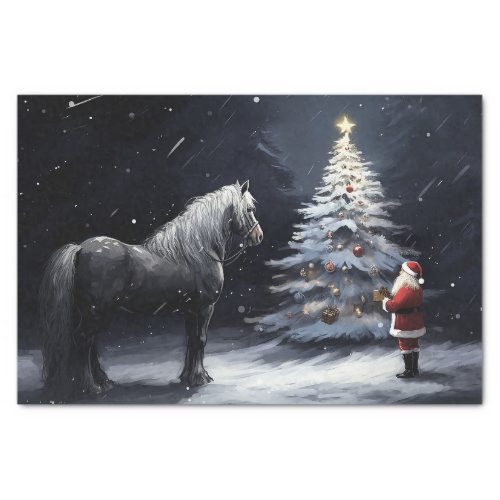 Silent Night _ Beautiful Horse and Santa Christmas Tissue Paper