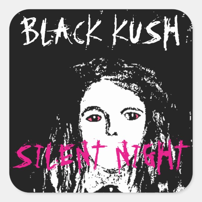 SILENT NIGHT BLACK KUSH SQUARE STICKER (Front)