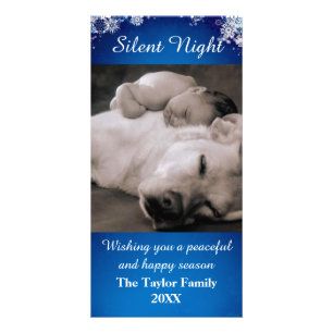 Silent Night Blue Snow Photo Card