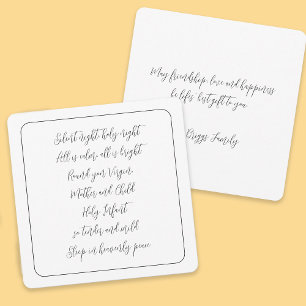 Silent Night Carol Lyrics Script Christmas Holiday Card