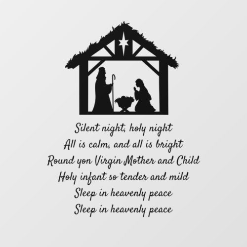 Silent Night Christmas Carol Lyrics Nativity  Wall Decal