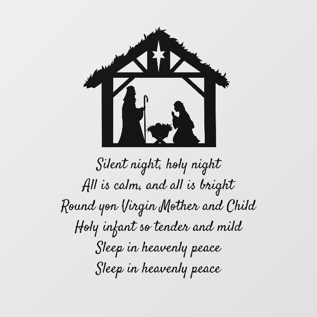 Silent Night Christmas Carol Lyrics Nativity  Wall Decal (Front)
