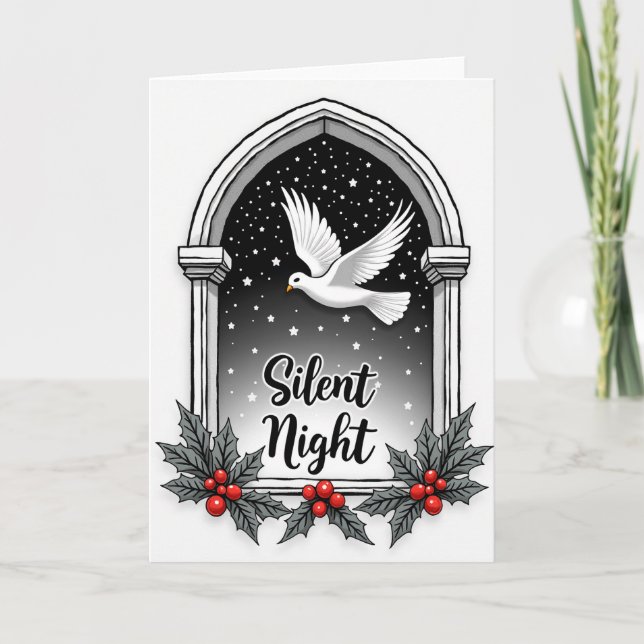 Silent Night Christmas Dove Card (Front)