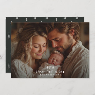 Silent night Christmas elegant modern photo Holiday Card