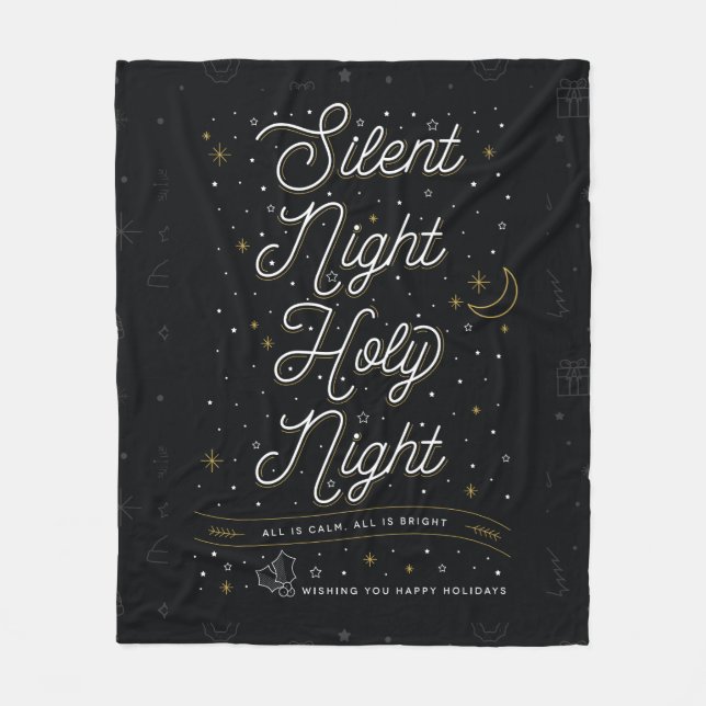 Silent Night Christmas Fleece Throw Blanket (Front)