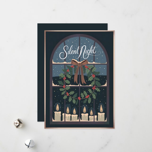 Silent Night Christmas Holiday Card (Front/Back In Situ)