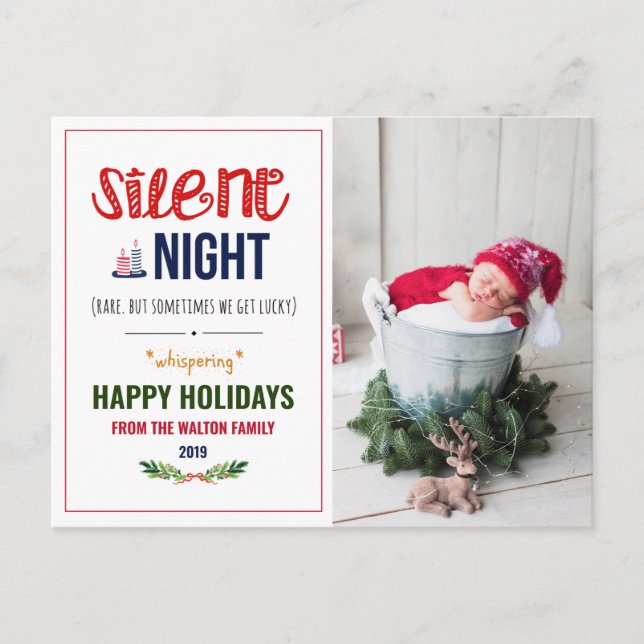 Silent Night Christmas Holiday Photo Postcard (Front)