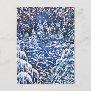 Silent Night Christmas Holiday Watercolor Postcard