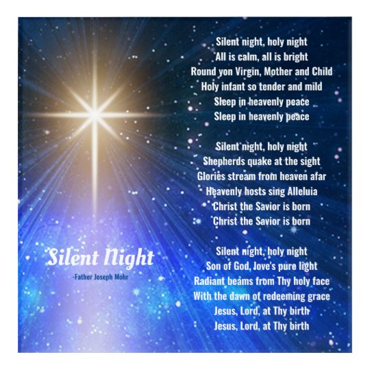 Silent Night Christmas Lyrics Acrylic Print | Zazzle.com