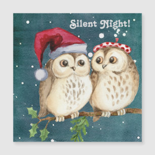 Silent Night Christmas Pair of Owls Ready to Sleep
